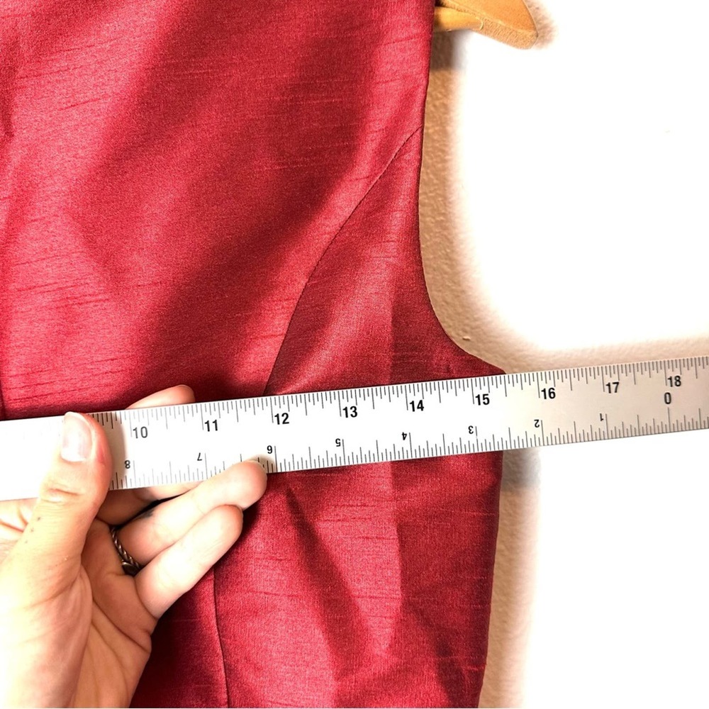 Eshakti Custom Red Satin V Neck Dress sz S - Picture 8 of 10